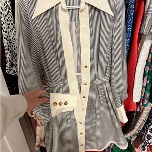 Zimmermann Black and White Striped Long Sleeve Dress